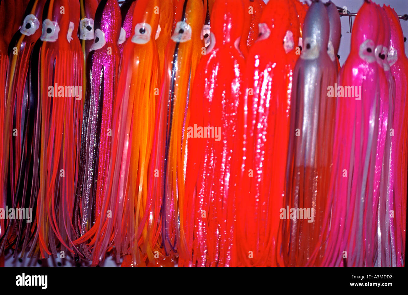 Plastic skirts used in fishing lures Stock Photo