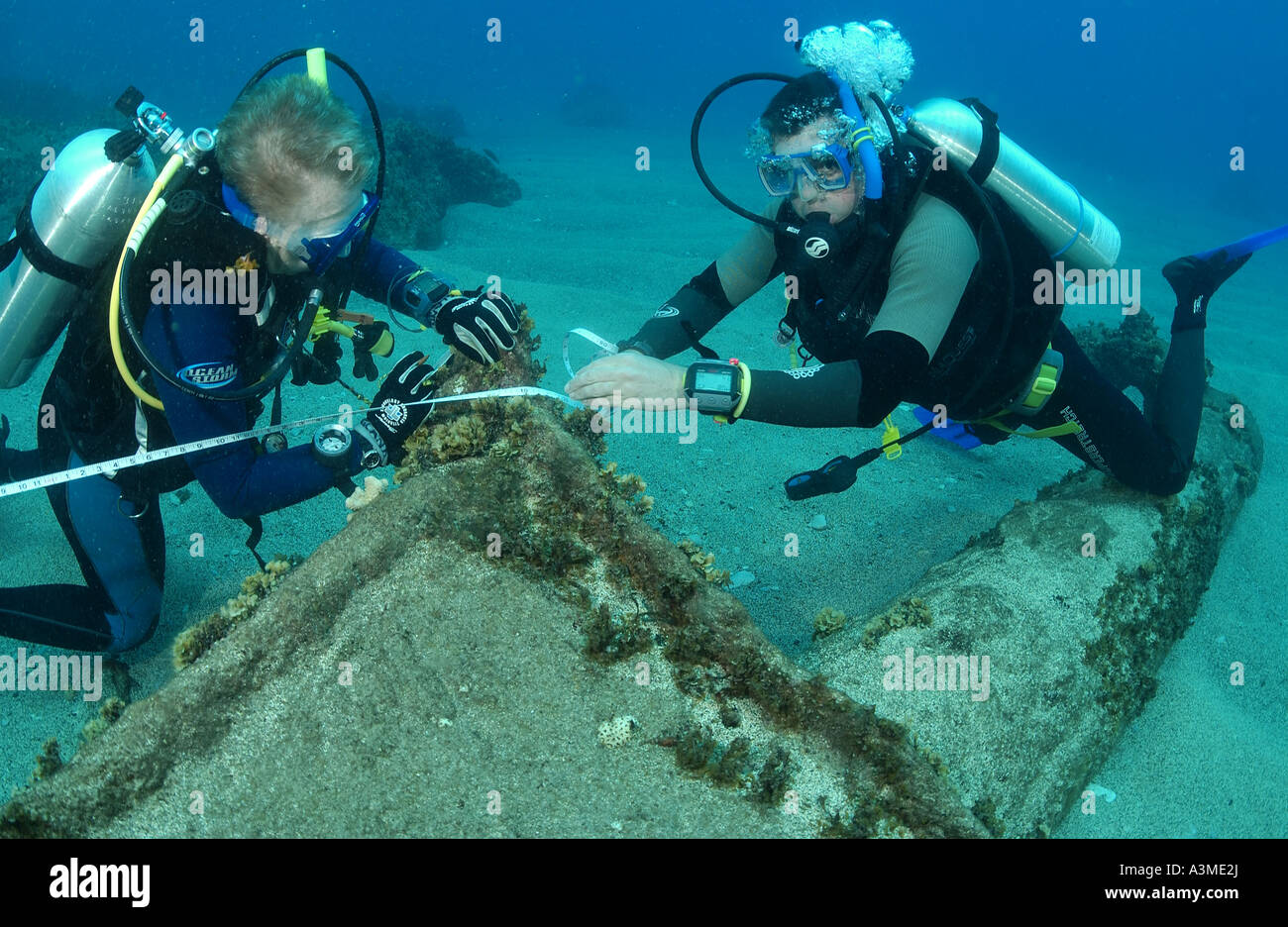 diver working on wreck of Cornwallis. Stock Photo