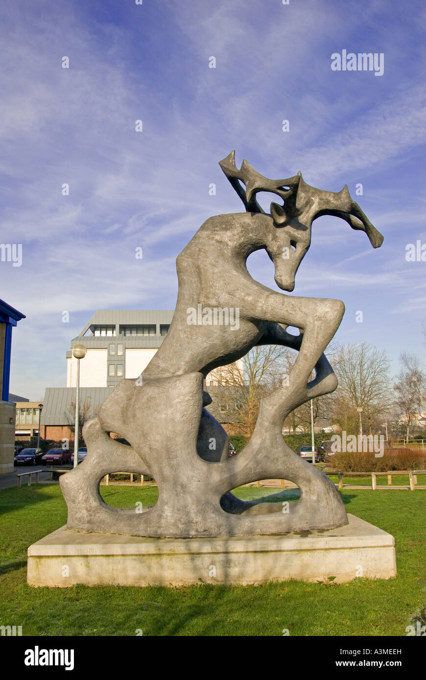 Maidstone, Kent, UK. Sculpture "The Stag" (1963) by Edward Bainbridge