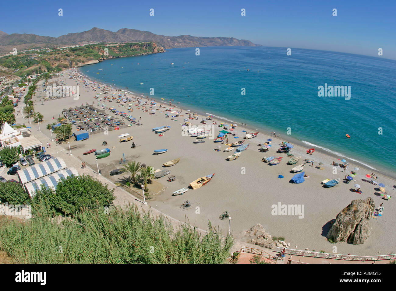 Nerja, Costa del Sol, Spain.  Burriana beach. Stock Photo