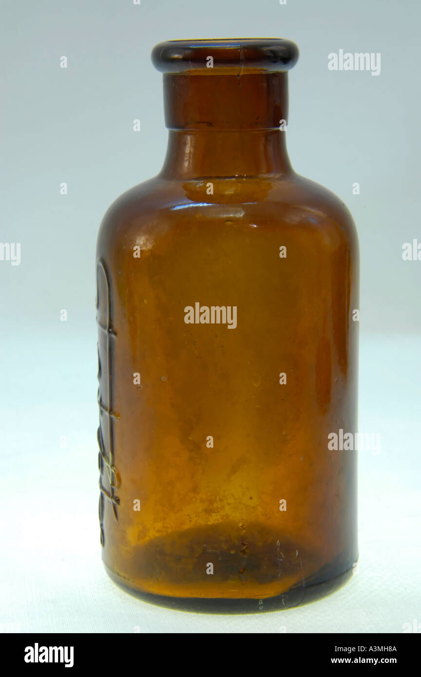 Antique brown glass medicine bottle Stock Photo Alamy
