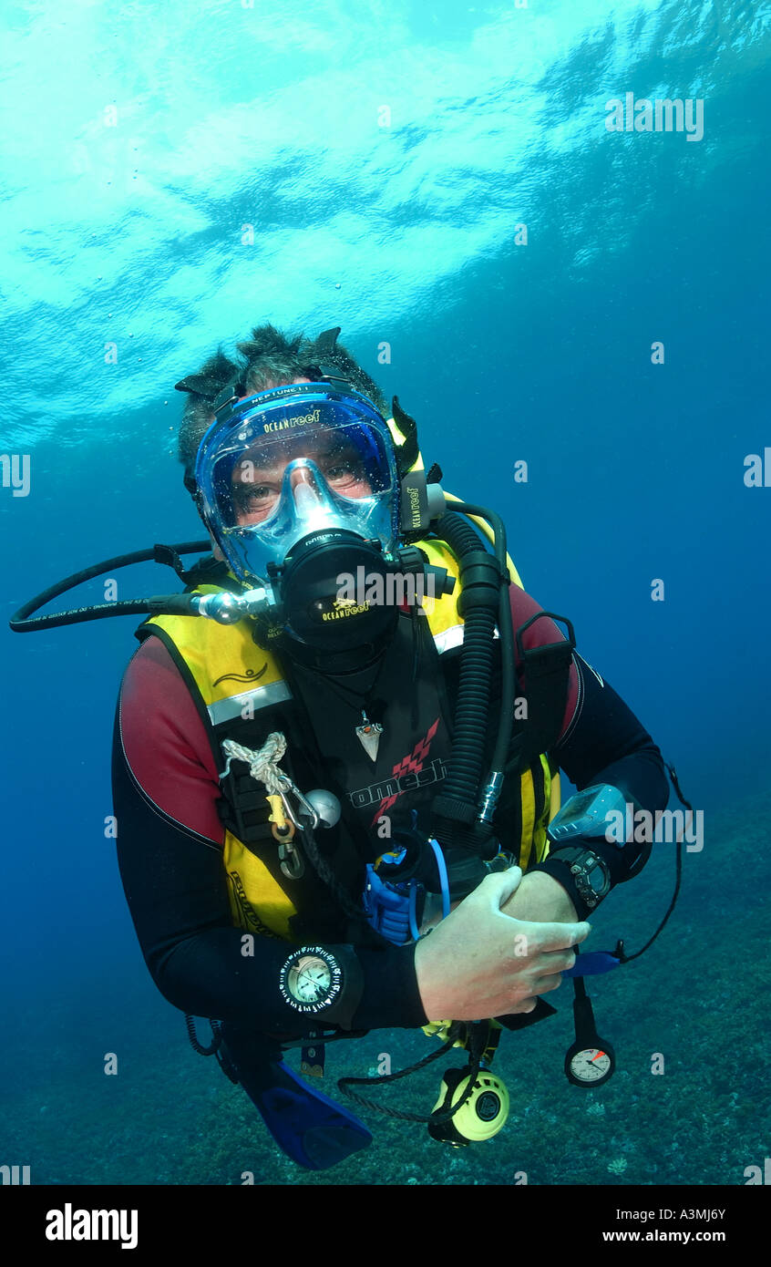 full face mask on expedition Stock Photo