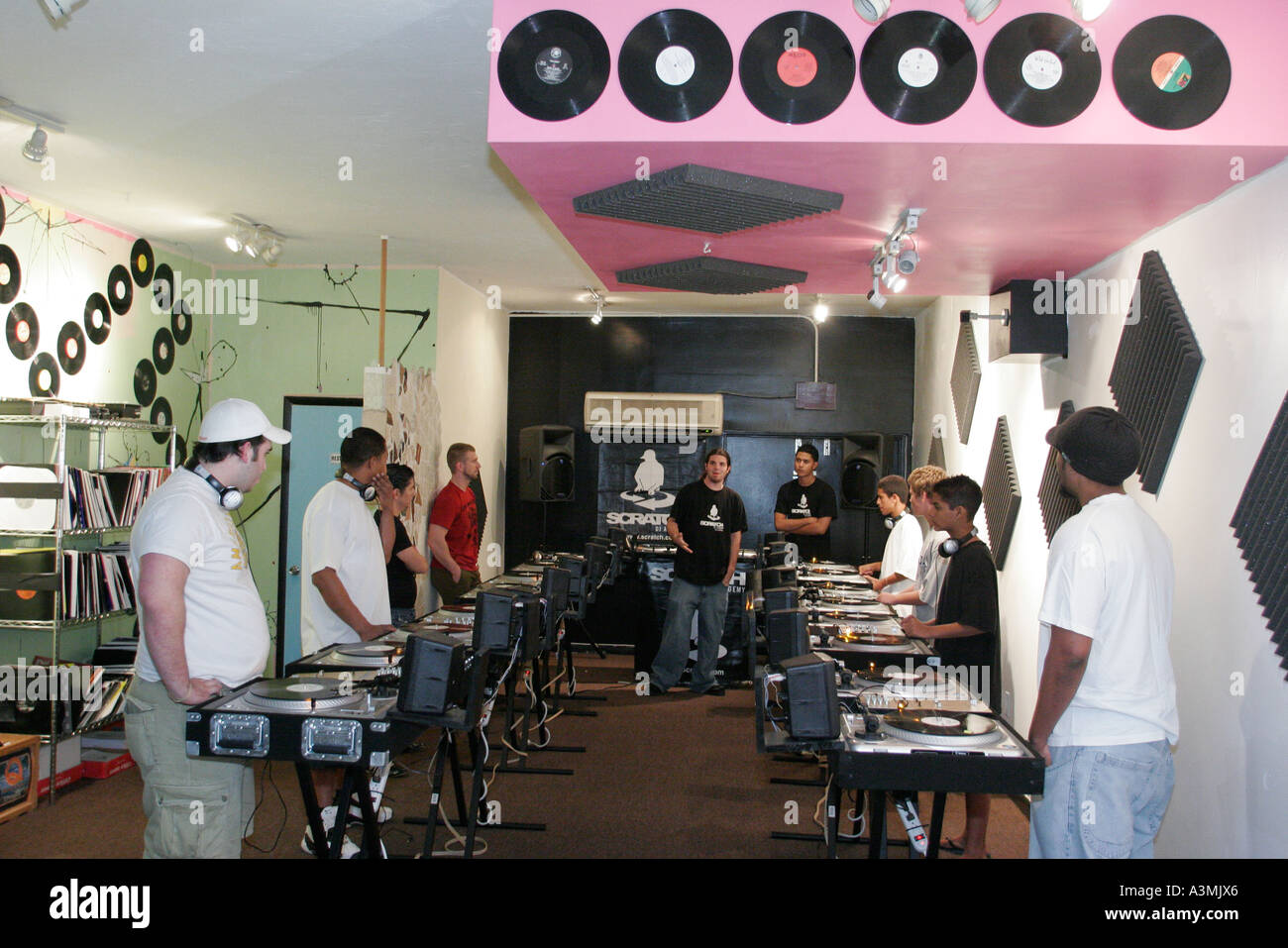 Miami Beach Florida,Scratch DJ Academy,music production,records,mixing,blending,turntable,FL060112156 Stock Photo