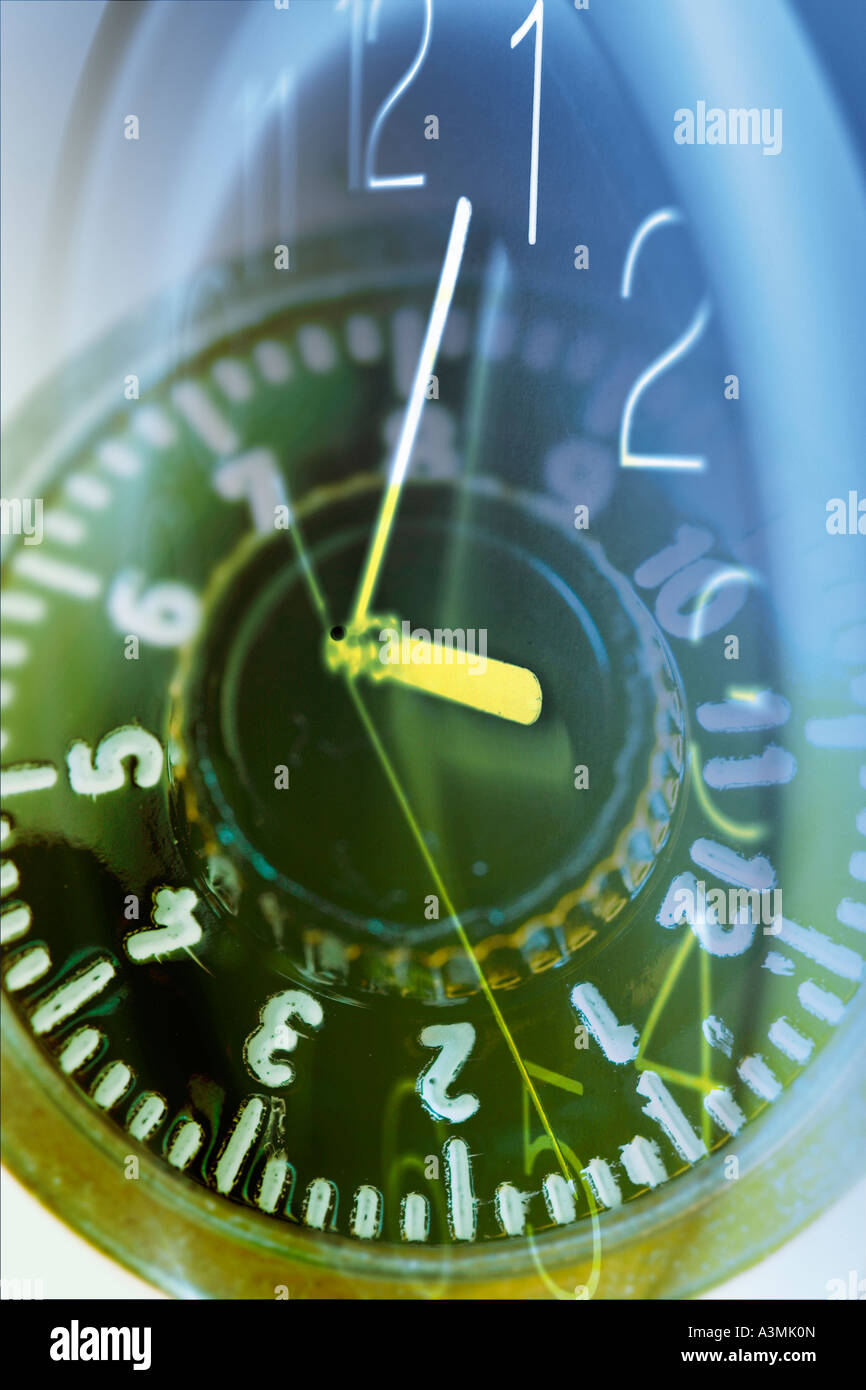 Photo Composite of Clock and Combination Lock Stock Photo Alamy
