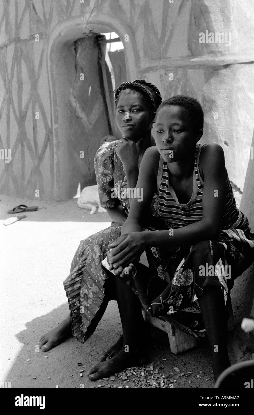 Two young ladies in a village in northern Ghana Stock Photo