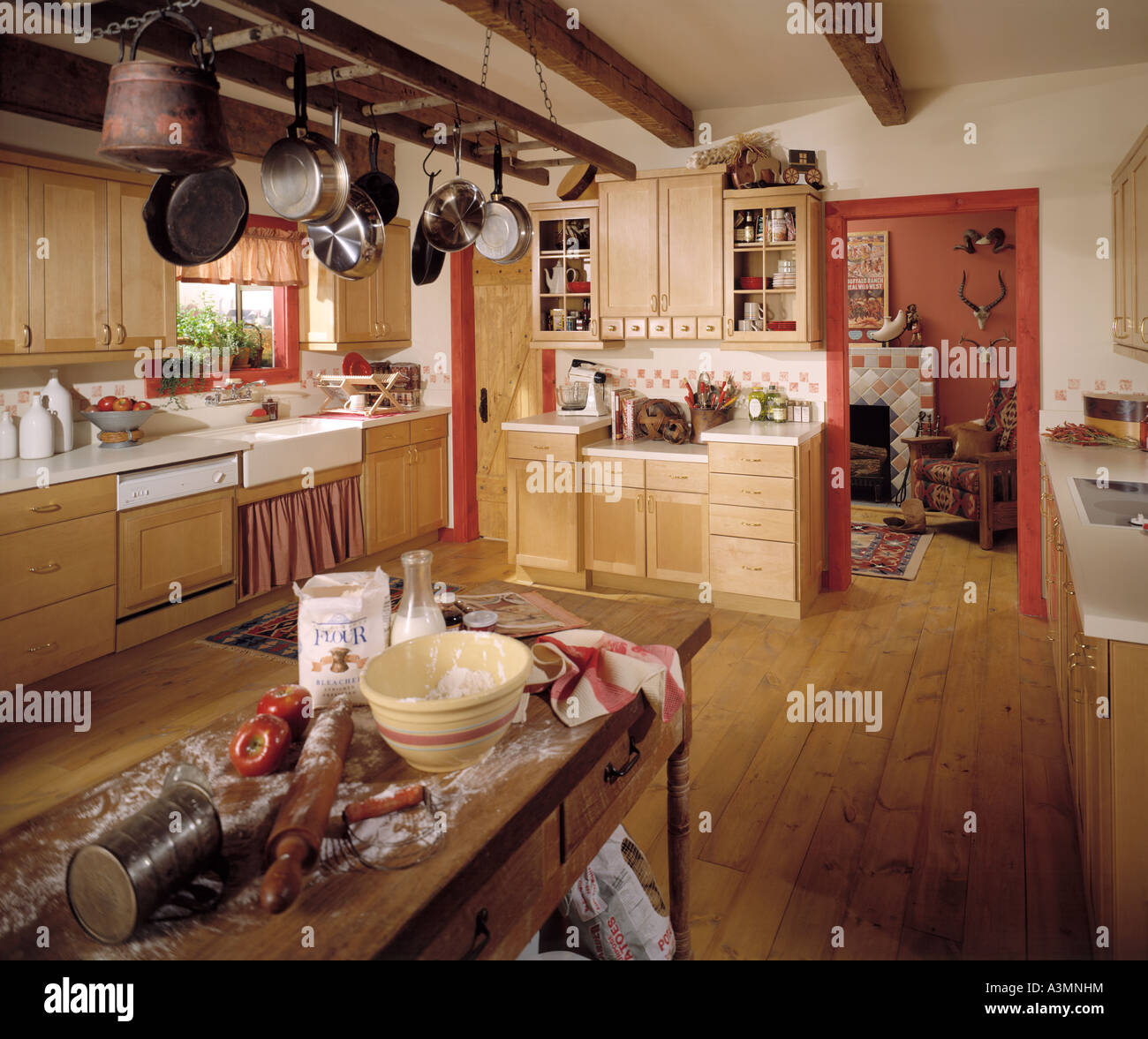 Baking ingredients on kitchen counter Stock Photo - Alamy