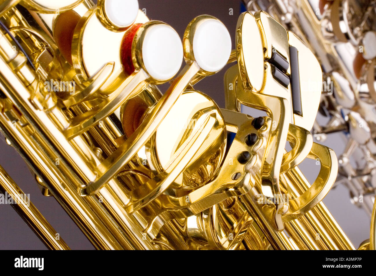 saxophone keys close up detail Stock Photo Alamy