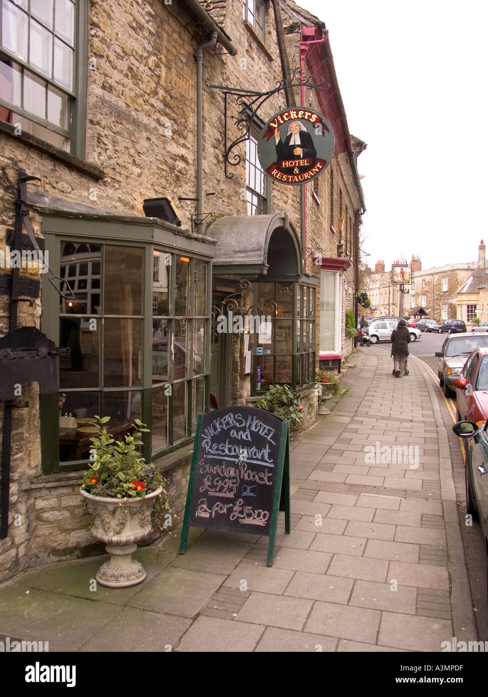 Oxfordshire Woodstock High Street Vickers Hotel and Restaurant Stock Photo