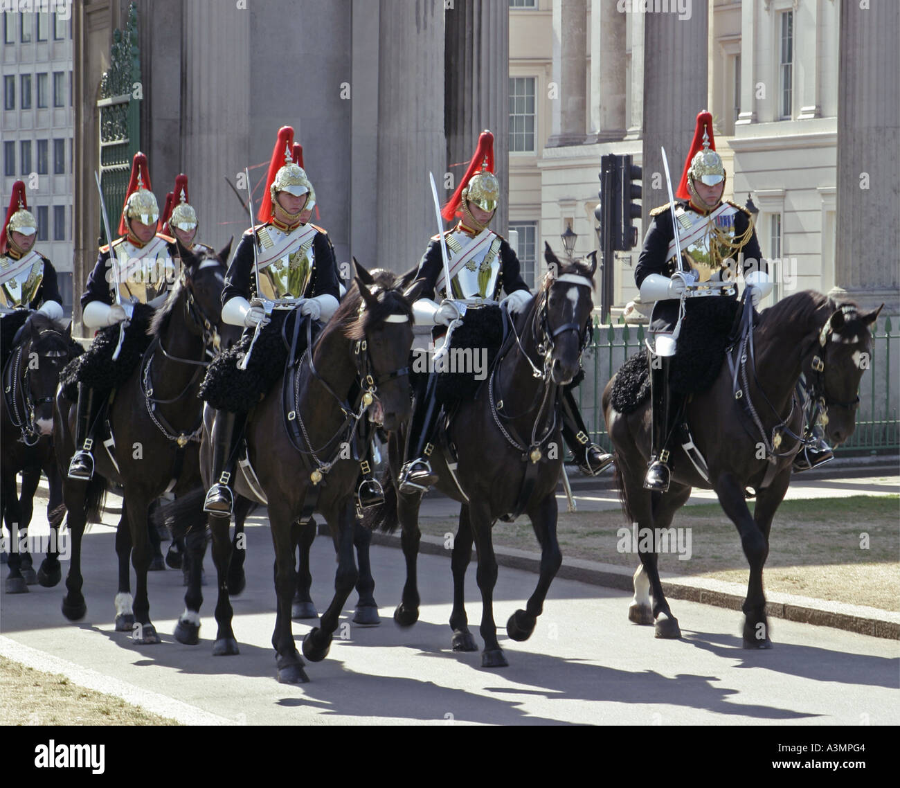 Mounted soldiers from the Blues and Royals regiment which forms part