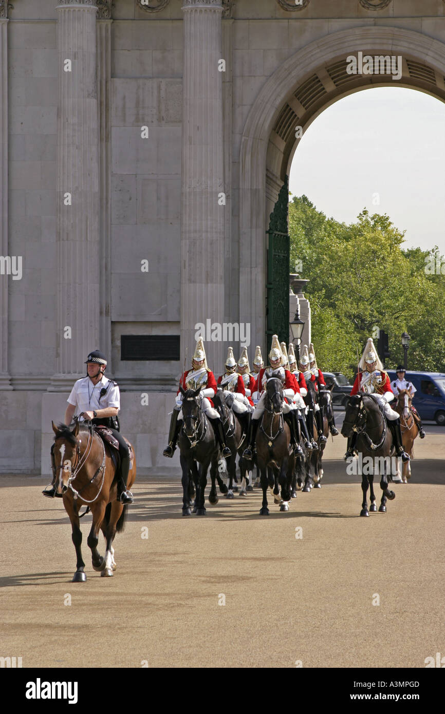 Mounted guardsmen from the Life Guards Regiment which forms part of the