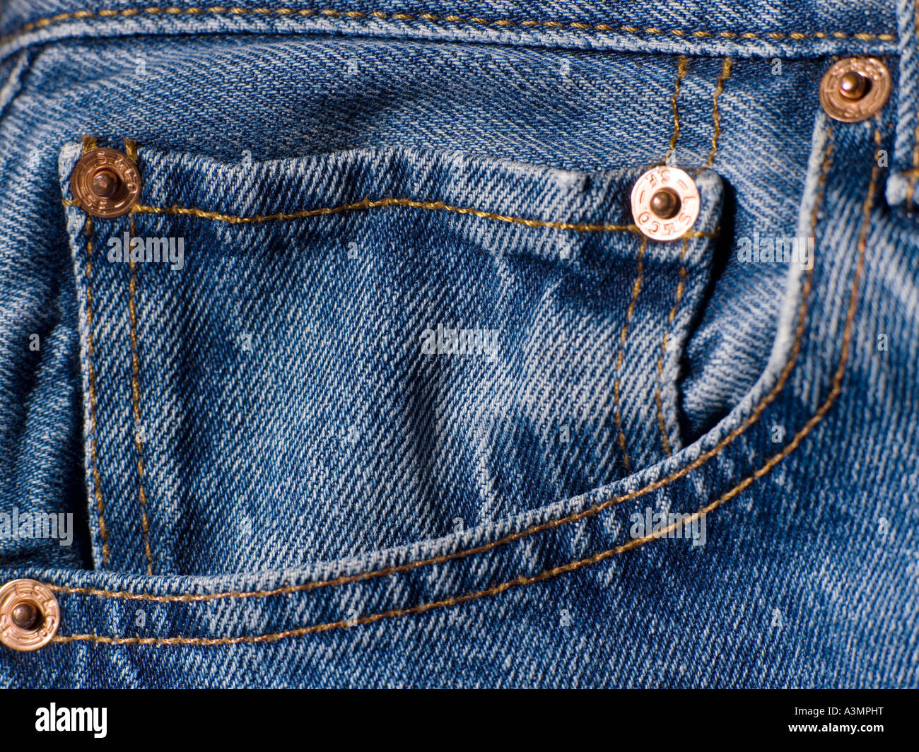 close up of Levi Blue jeans focus on front pocket Stock Photo - Alamy