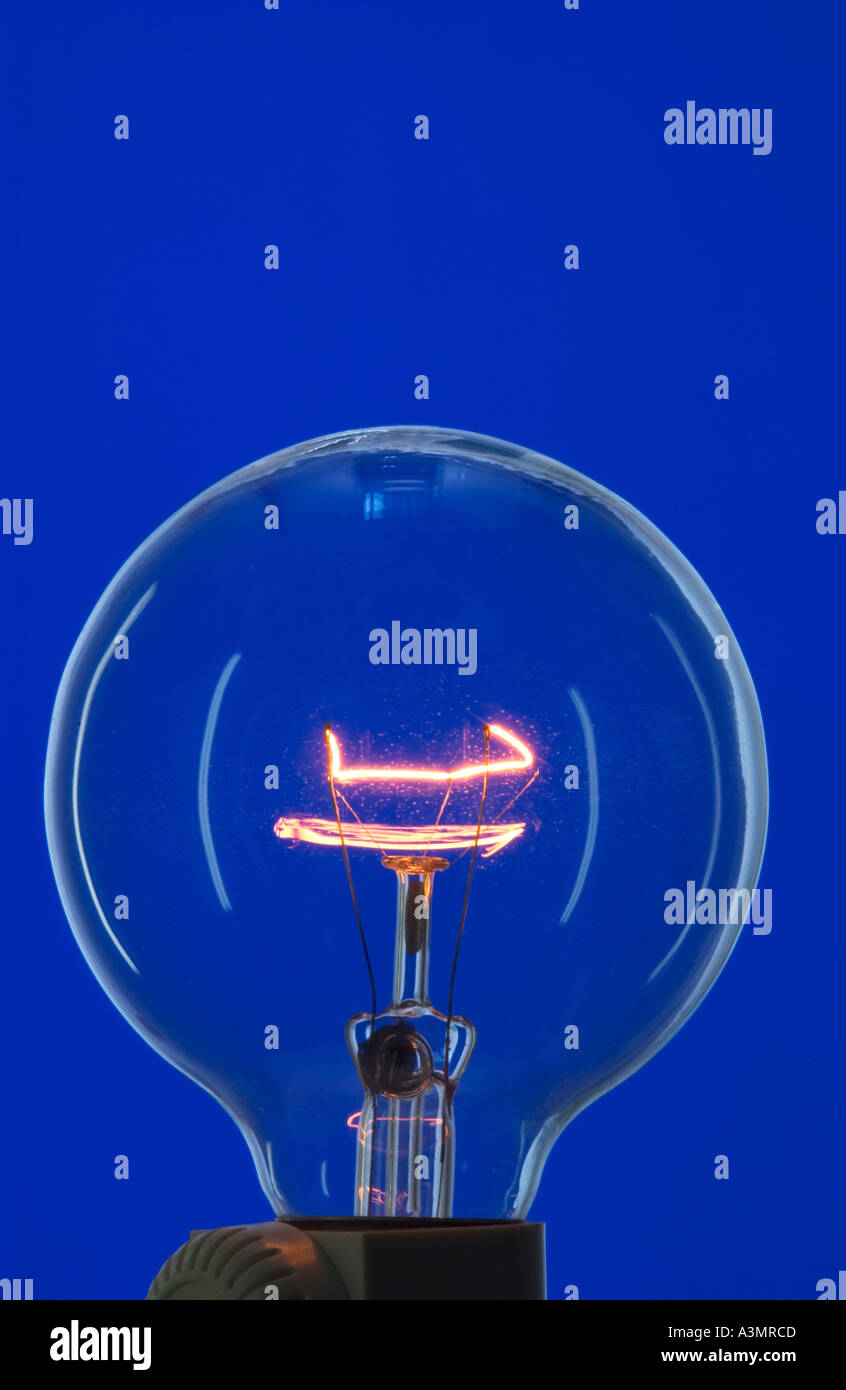lighted tungsten light bulb Stock Photo Alamy