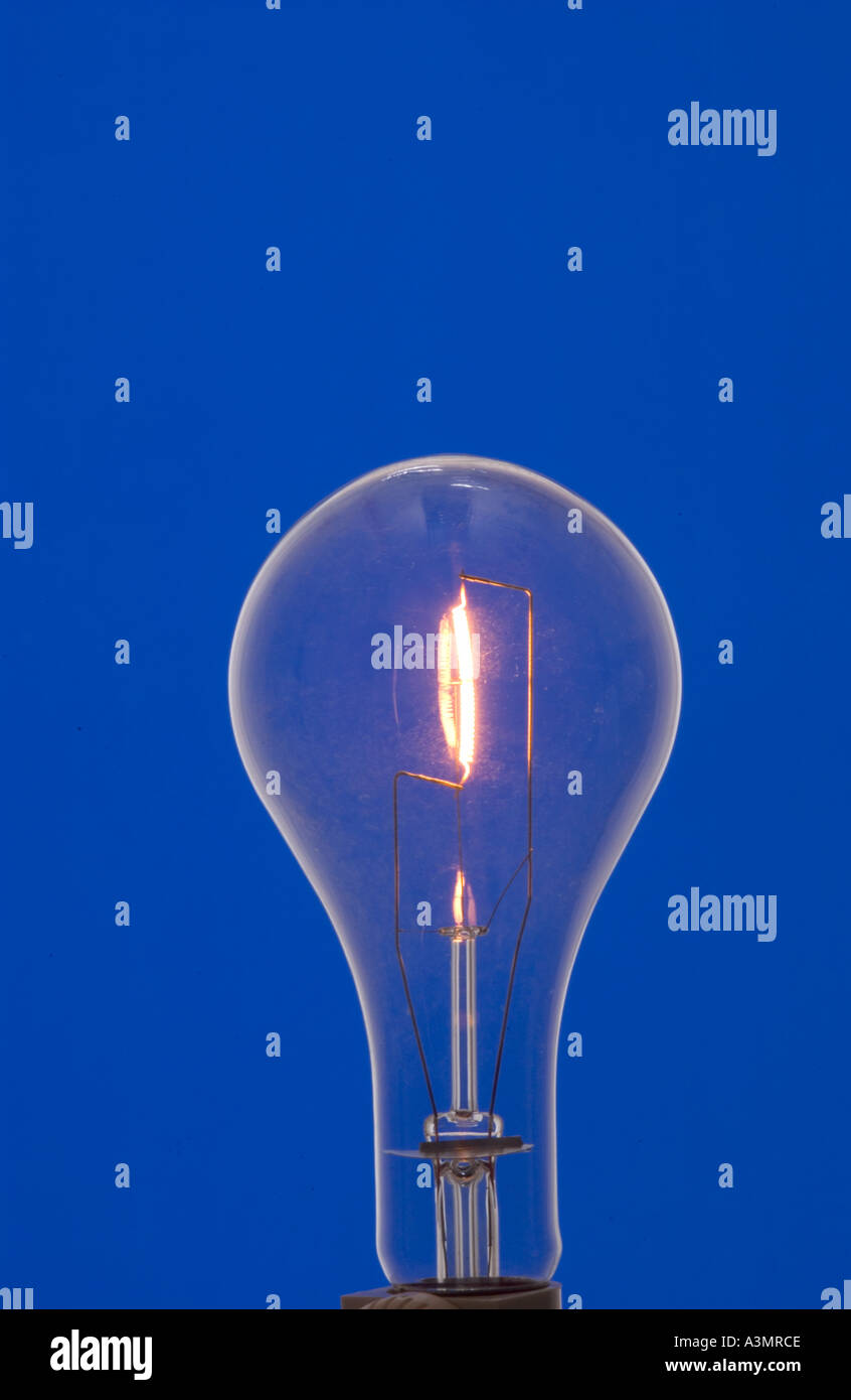 lighted tungsten light bulb Stock Photo Alamy