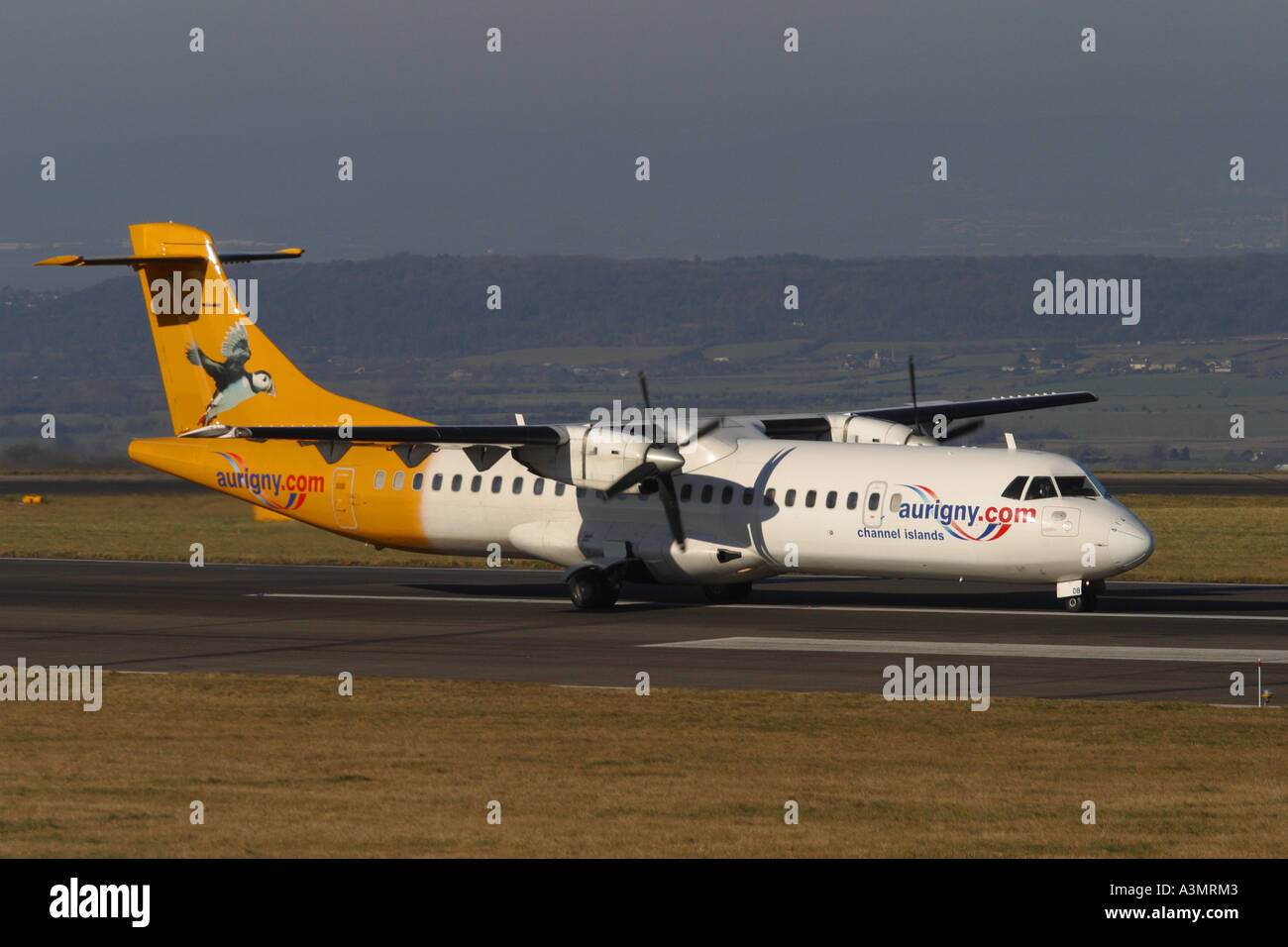 Aurigny airlines ATR-72 regional airliner operates from the Channel Islands Stock Photo