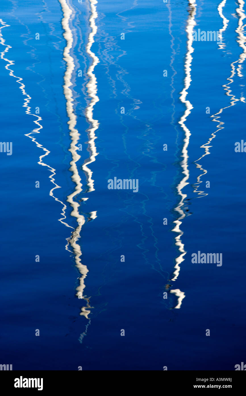 White lines reflecting from  the water surface Stock Photo