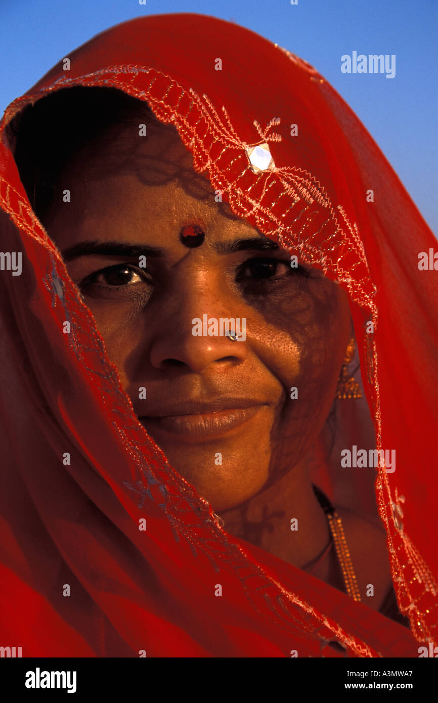 Woman in Red Sari at Jodhpur India Stock Photo - Alamy