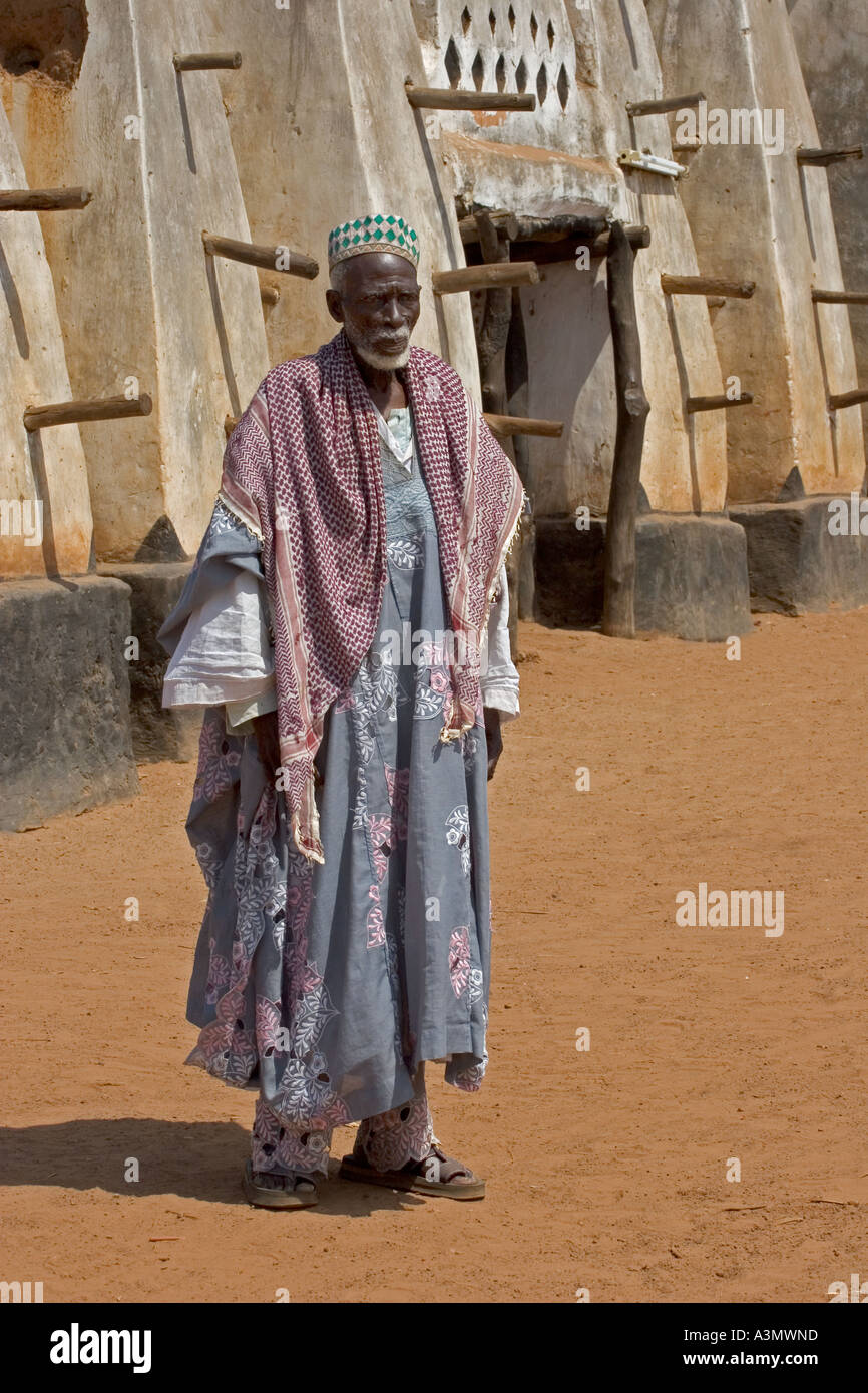 Elderly Imam outside Larabanga Mosque Ghana West Africa Stock Photo