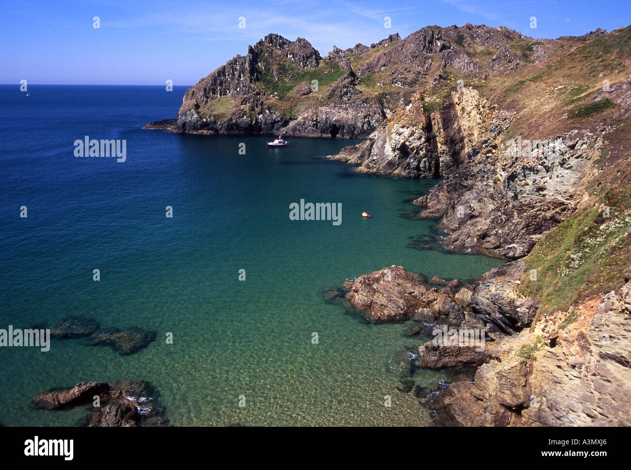 Looking west across the secluded Elender Cove to Gammon Head on the South Devon coast Stock Photo