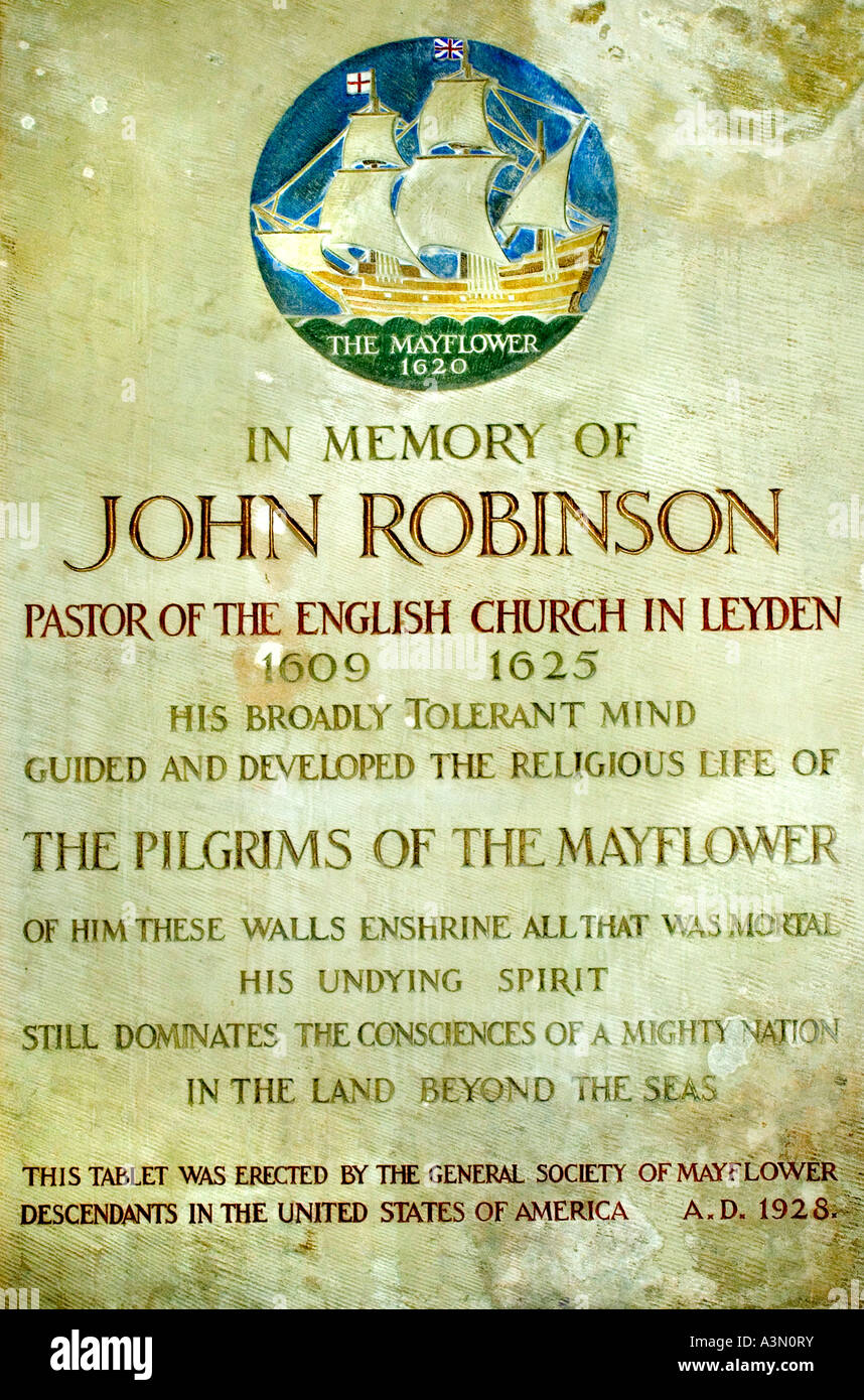 John Robinson pastor Pilgrim Fathers Pilgrims Father Leiden Mayflower Pieterskerk (St. Peter's church) Stock Photo