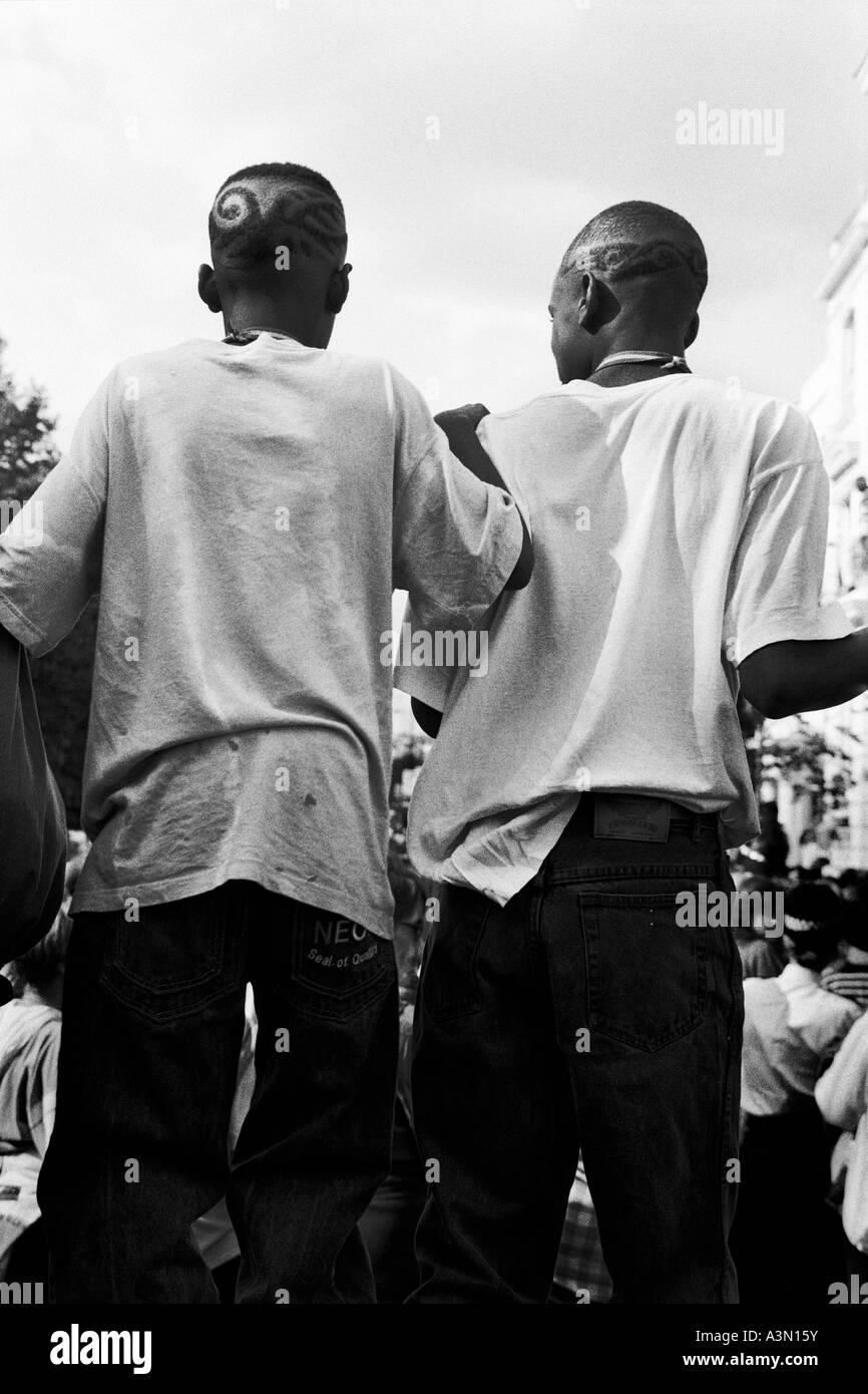 Black boys at a street parade Stock Photo