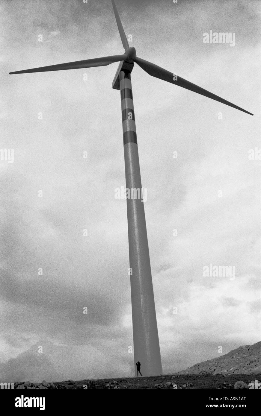 Eolic blades on a mountain Stock Photo