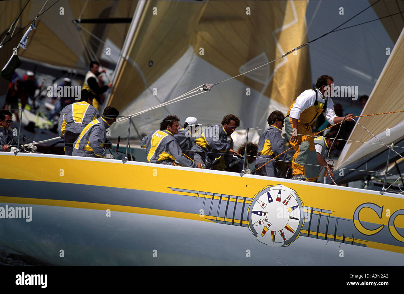 Oracle IOR Regatta in Lymington 1991 Corum rounds the top mark Stock Photo