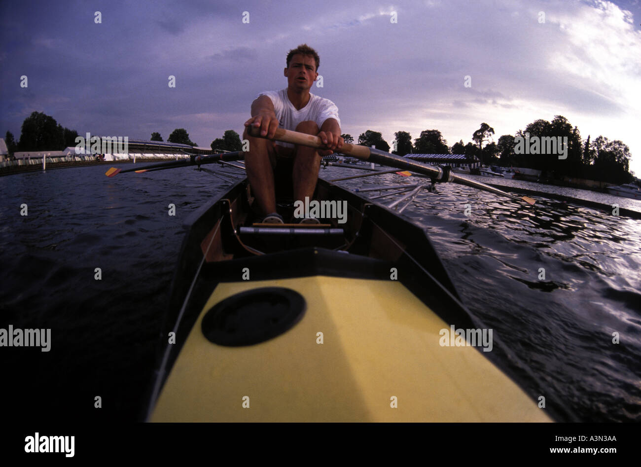 Artistic on board view of a rowing skull pair Stock Photo Alamy