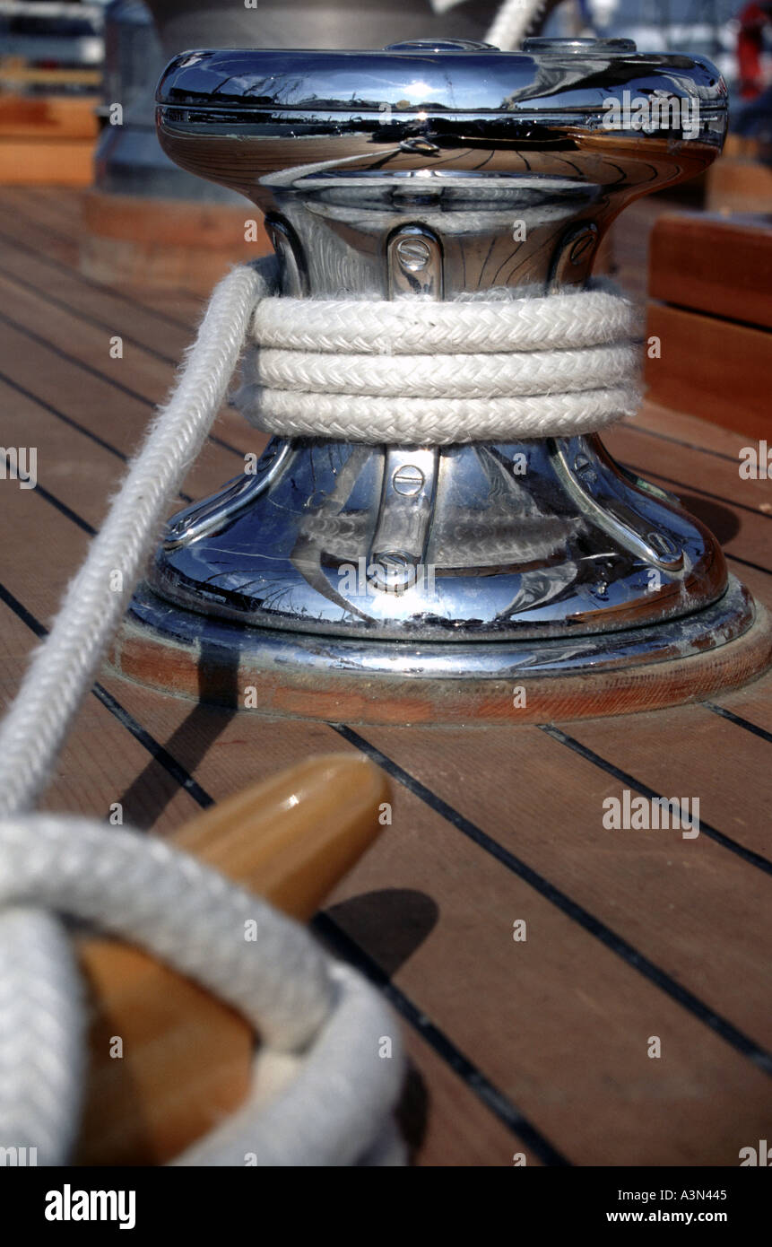 Warp on Winch Detail Classic Stock Photo