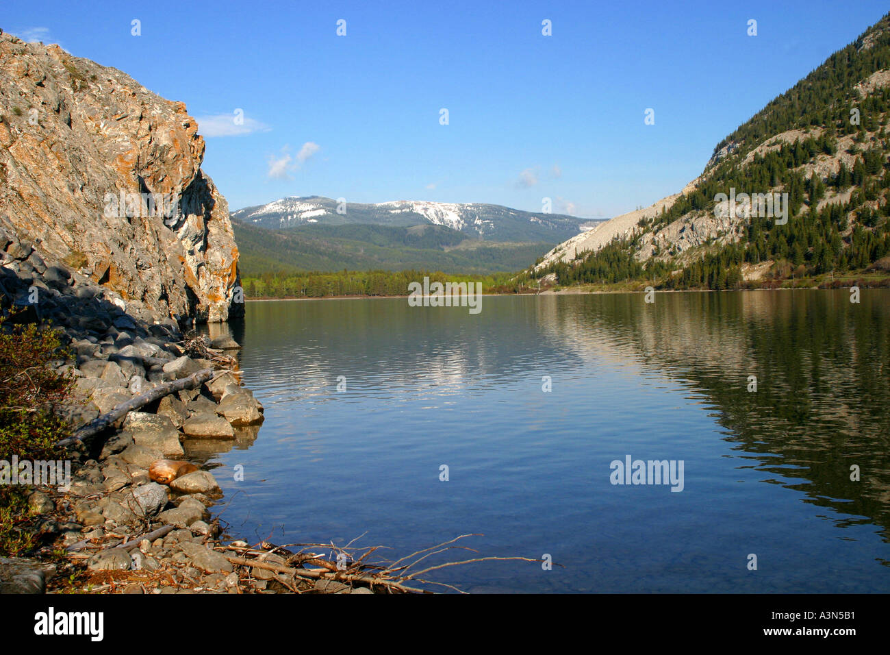 crowsnest Lake in the Rocky Mountains Canada North America Stock Photo