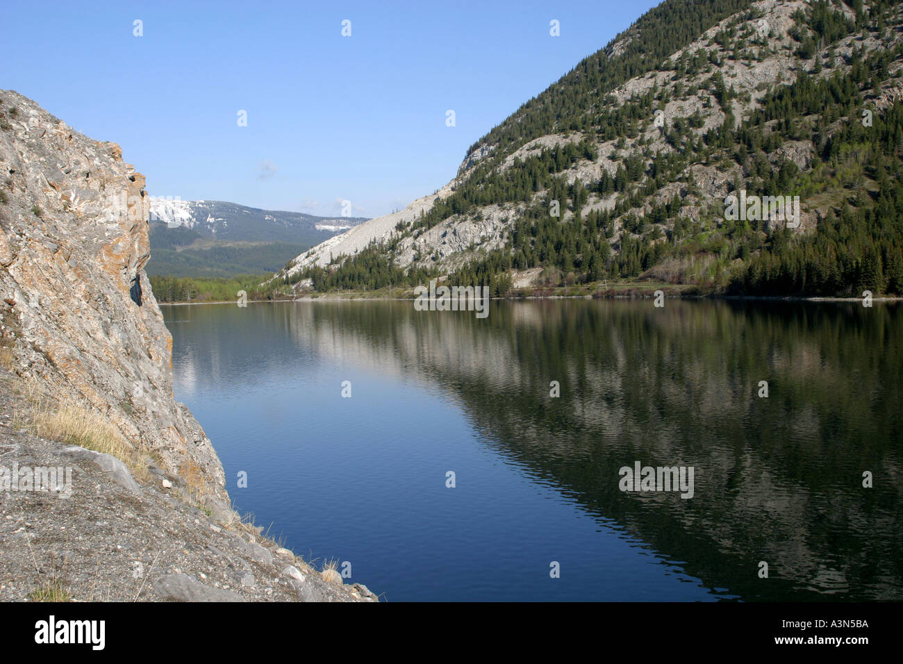 crowsnest Lake in the Rocky Mountains, Canada, North America Stock Photo