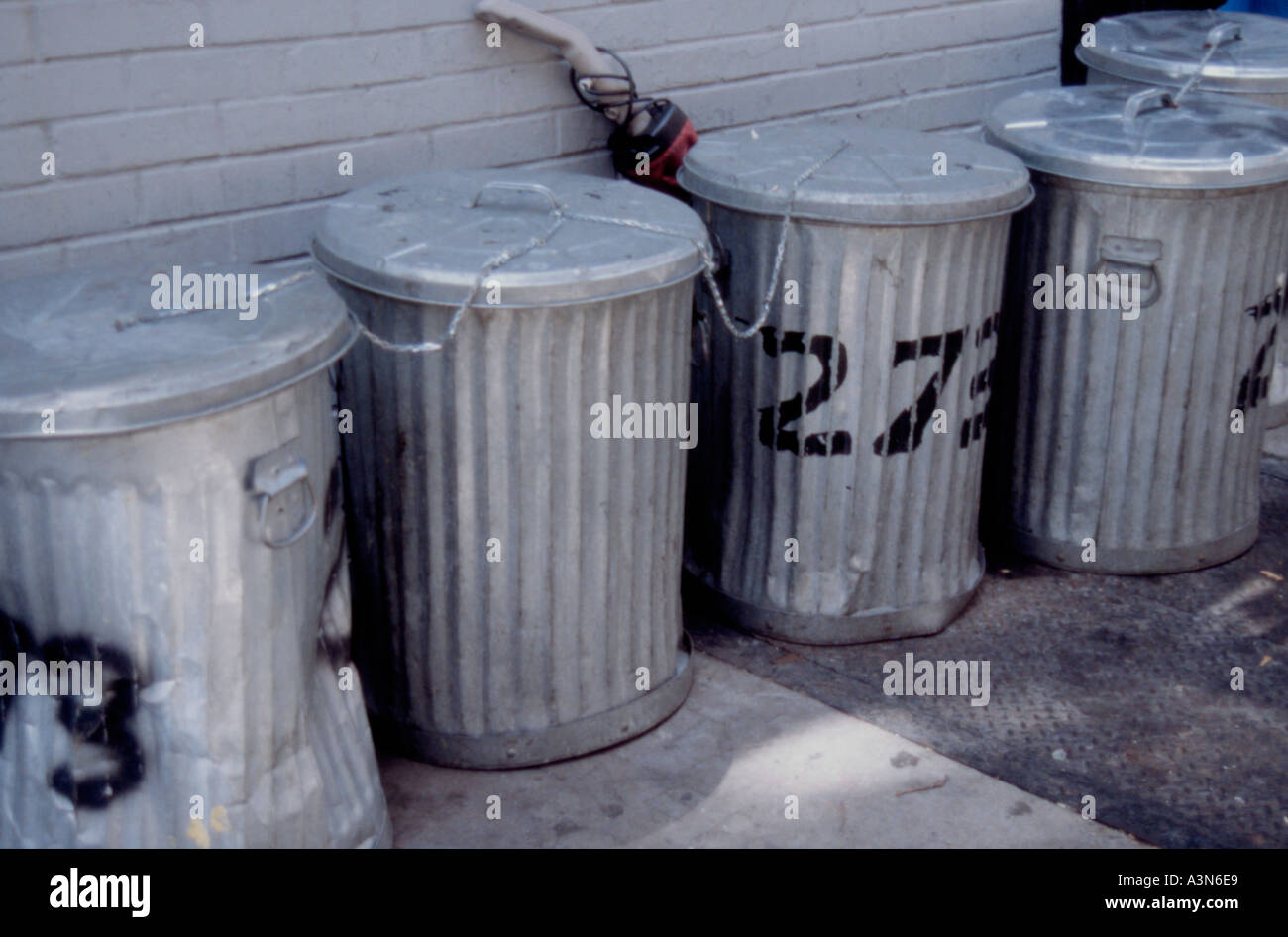 Trash cans New York City USA Stock Photo Alamy