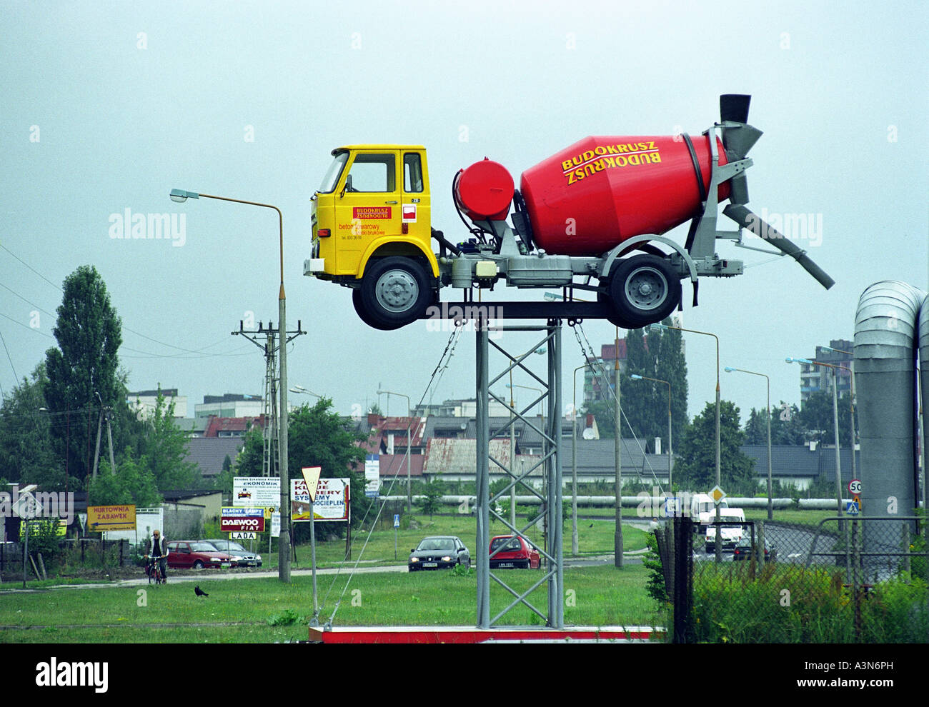 A concrete mixer as an advertisement of a company, Poland Stock Photo
