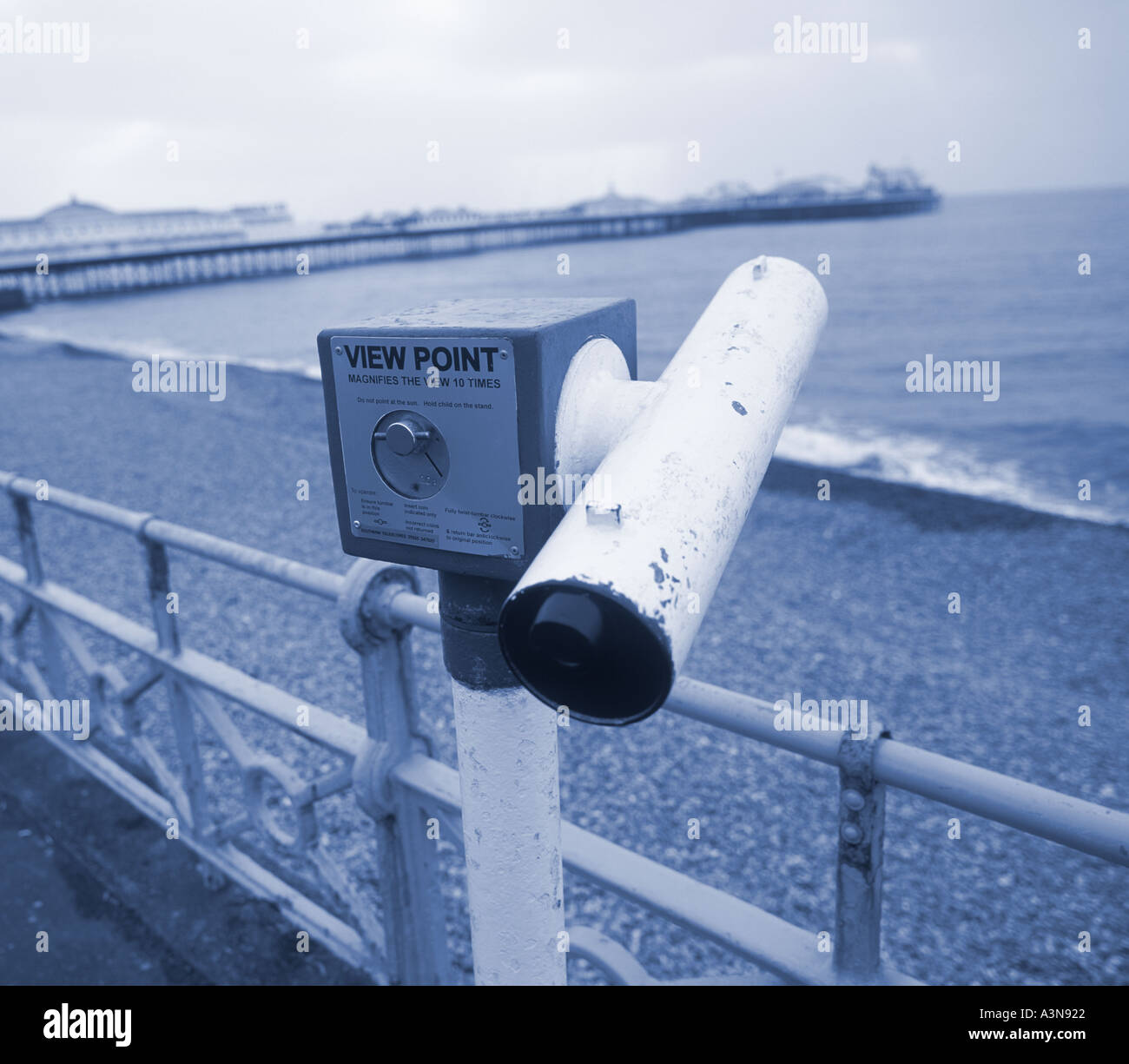 UK West Sussex Brighton Beach off season Promenade and viewpoint telescope Stock Photo