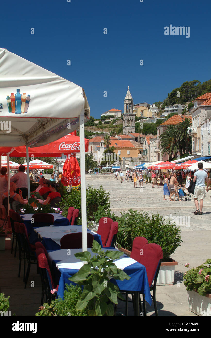 Bar and Restaurant in St Stephens Square Hvar Town Island of Hvar Croatia Stock Photo
