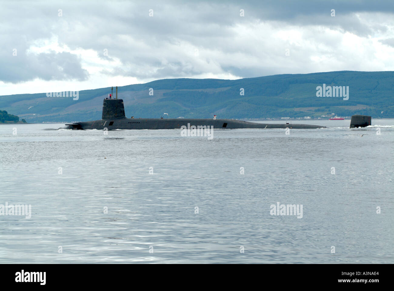 British Royal Navy Vanguard Class Submarine in the Firth of Clyde near Helensburgh Scotland United Kingdom Stock Photo