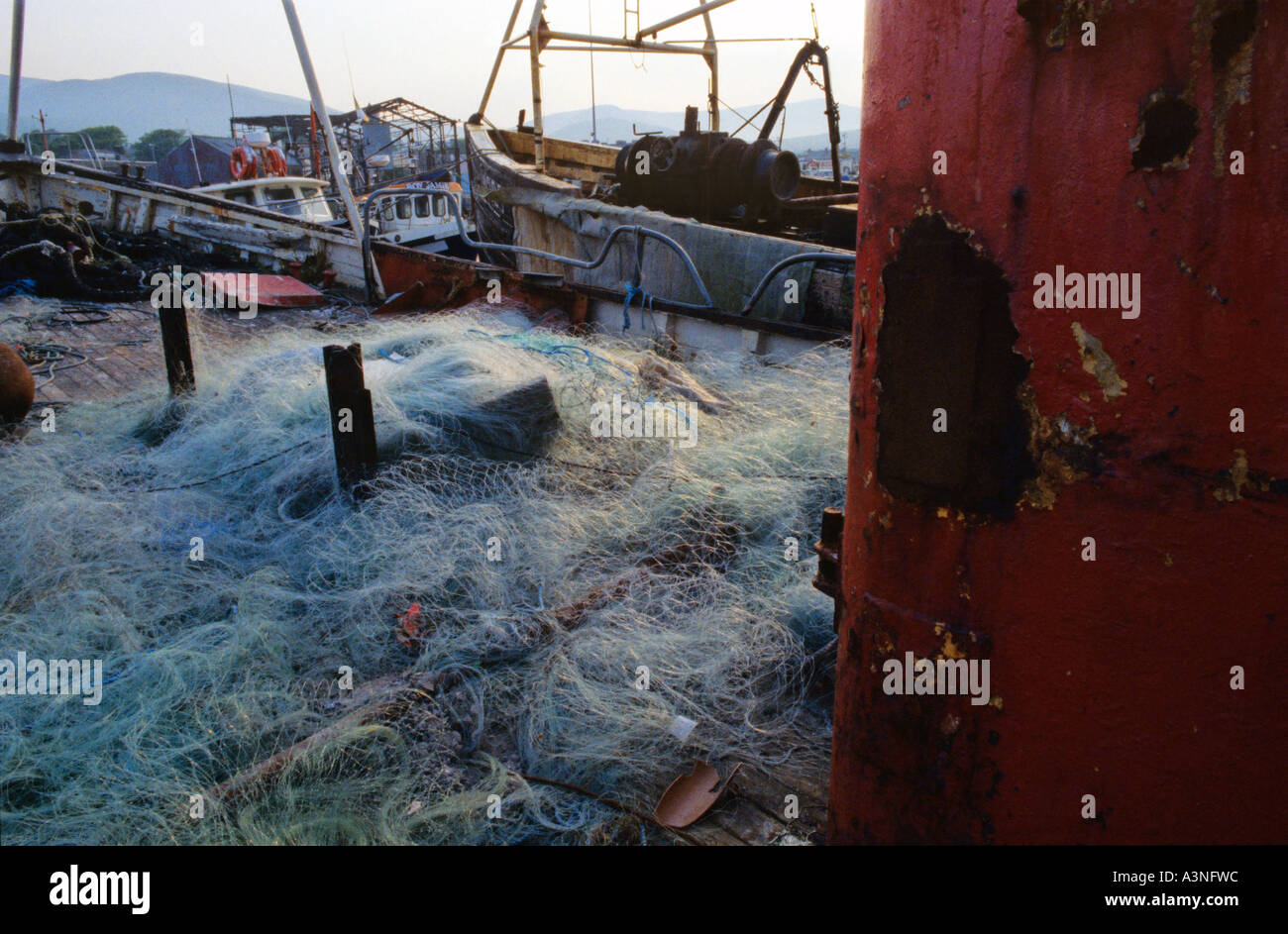 Fishing nets on an abandoned trawler Stock Photo - Alamy