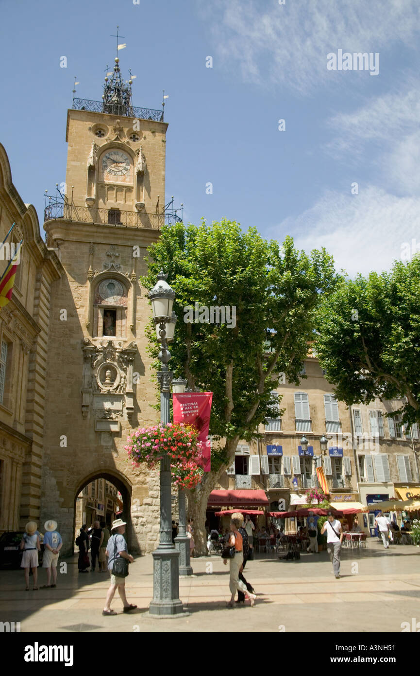 Place De L Hotel De Ville Tour De L Horloge Aix En Provence Bouches Du Rhone Provence France Stock Photo Alamy