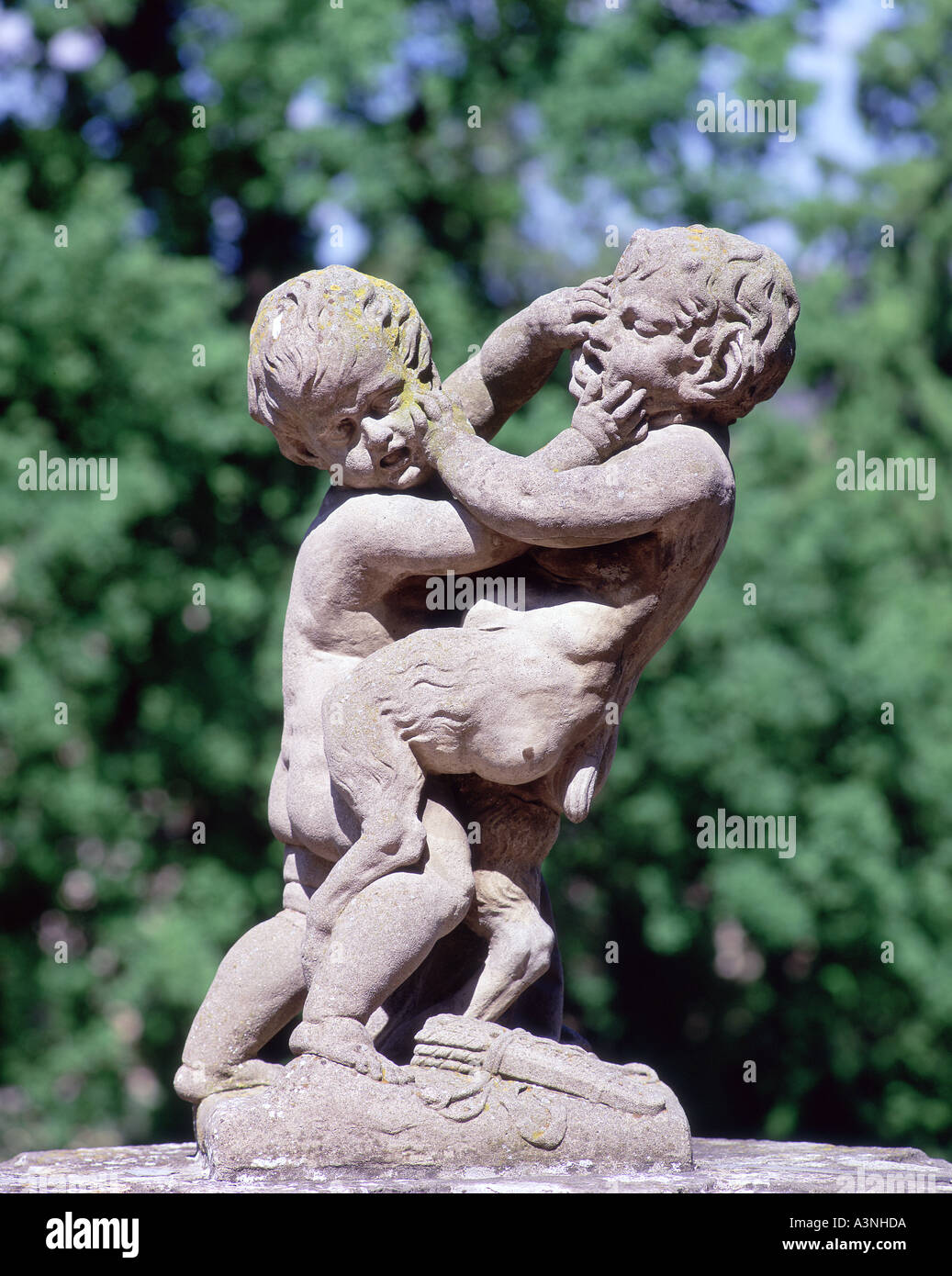 two children fighting Stock Photo