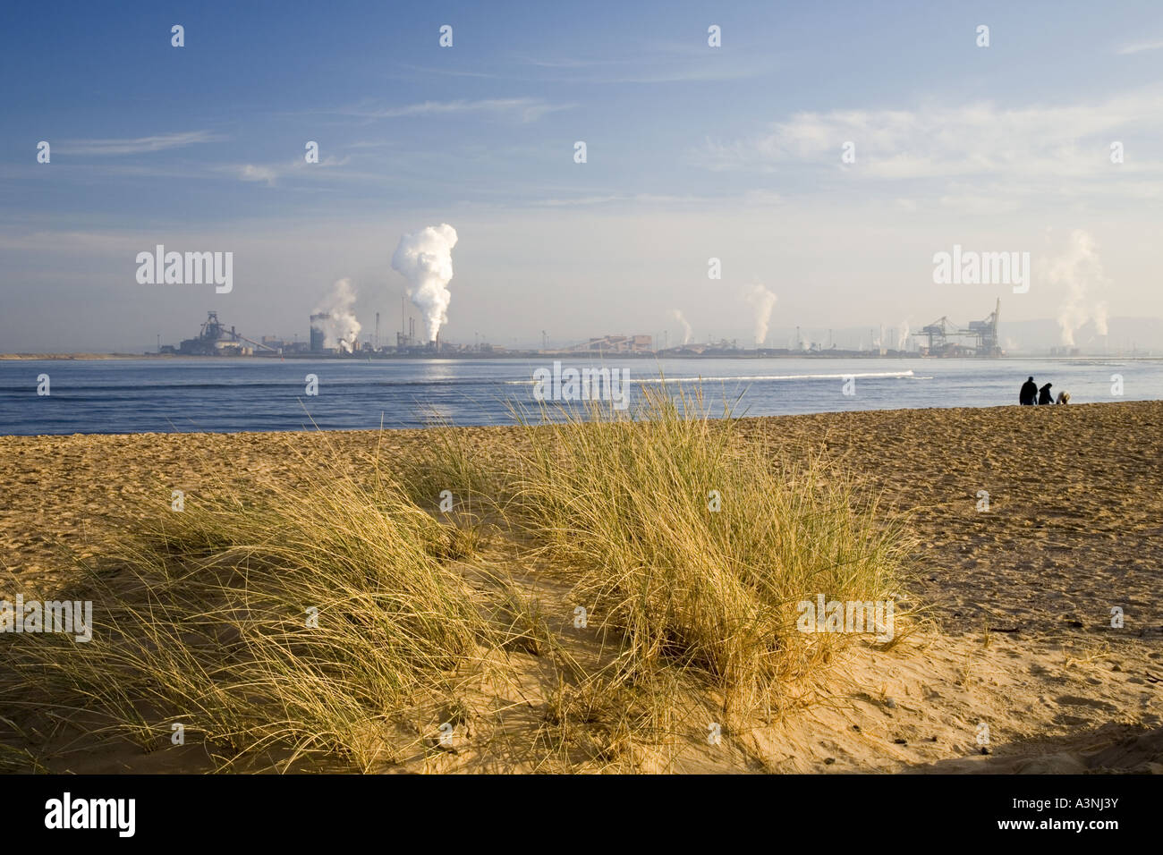 British Steel Industry Plant   Coke Ovens, Steelworks emitting plume at Middlesbrough Redcar Teesside, North Yorkshire uk Stock Photo