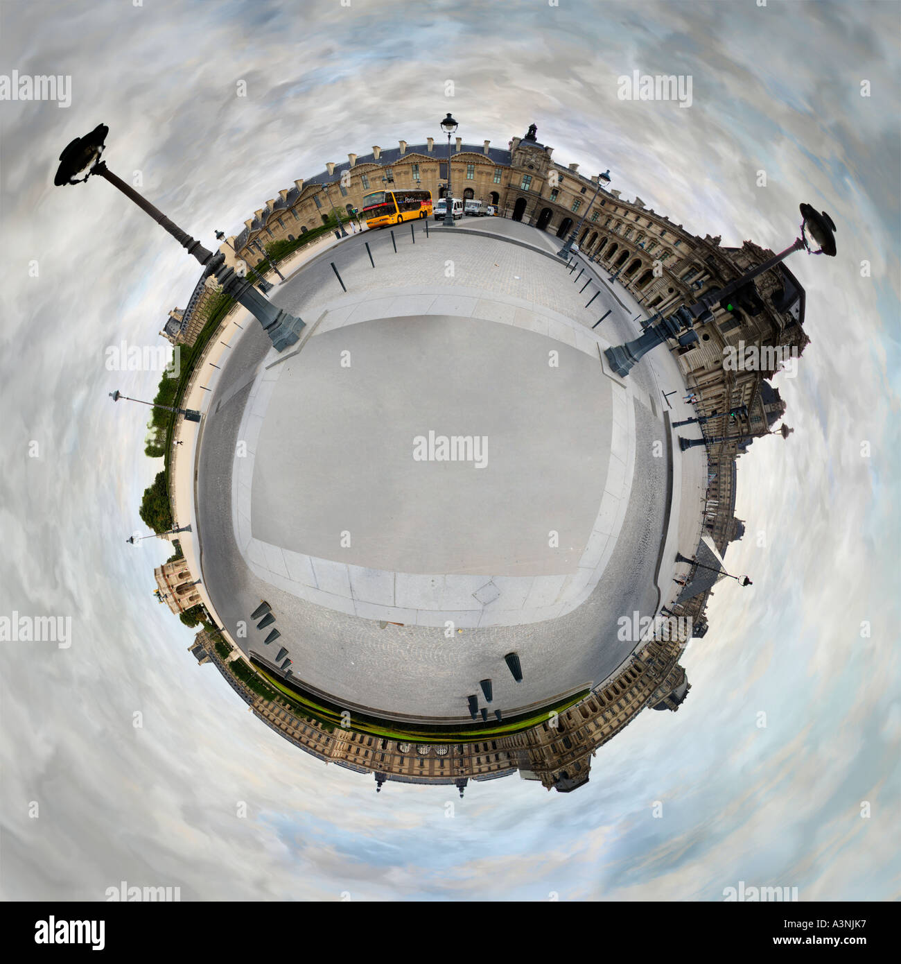 360 degrees panoramic of musee du louvre in paris france Stock Photo