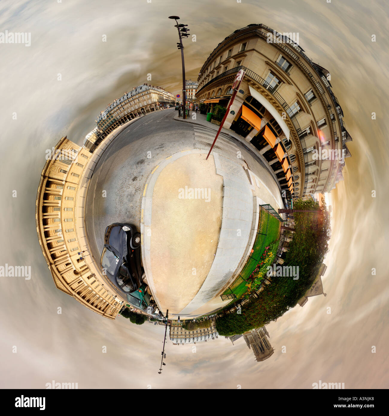 360 degrees panoramic photo of musee du louvre in paris france Stock Photo
