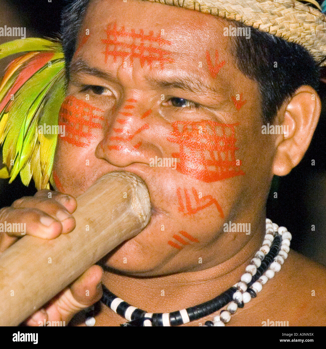 Indian man with flute Stock Photo Alamy