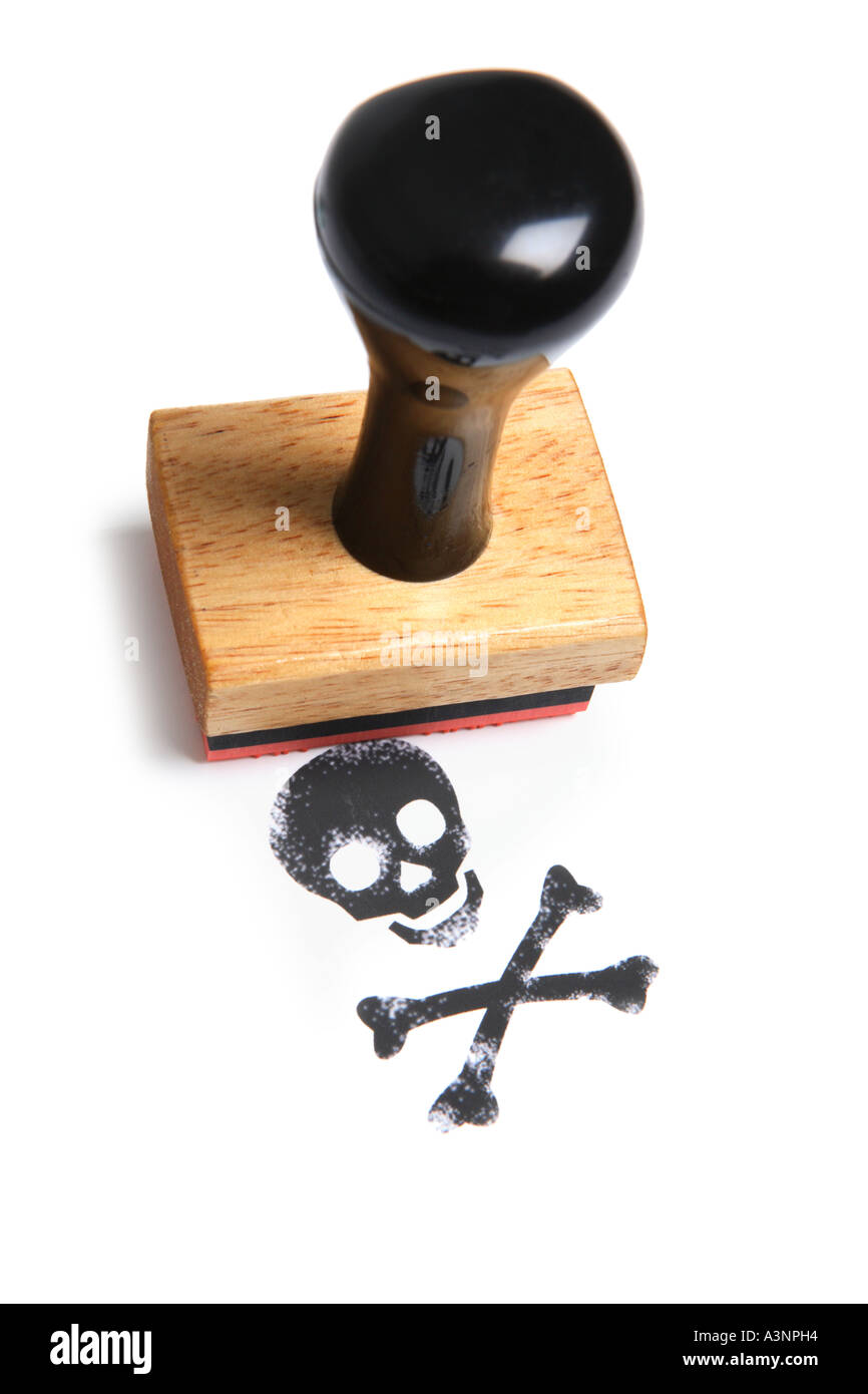 Skull and cross bones rubber stamp Stock Photo