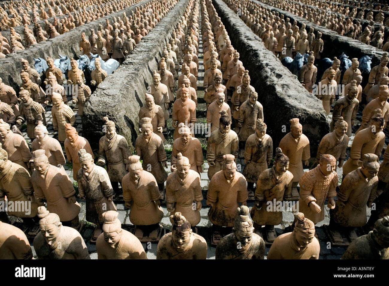 Exact replicas of Chinese Emperor Qin terracotta army in the Stock