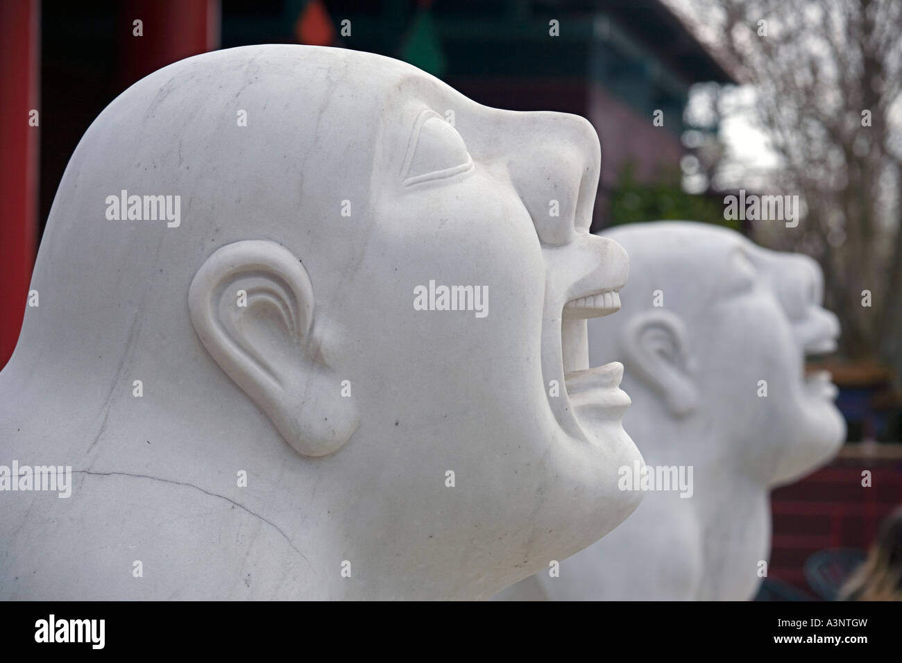 Chinese sculpture depicting a dog with the head of a man Stock Photo