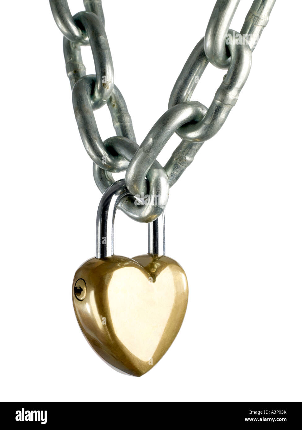 heart shaped Lock Chain Stock Photo