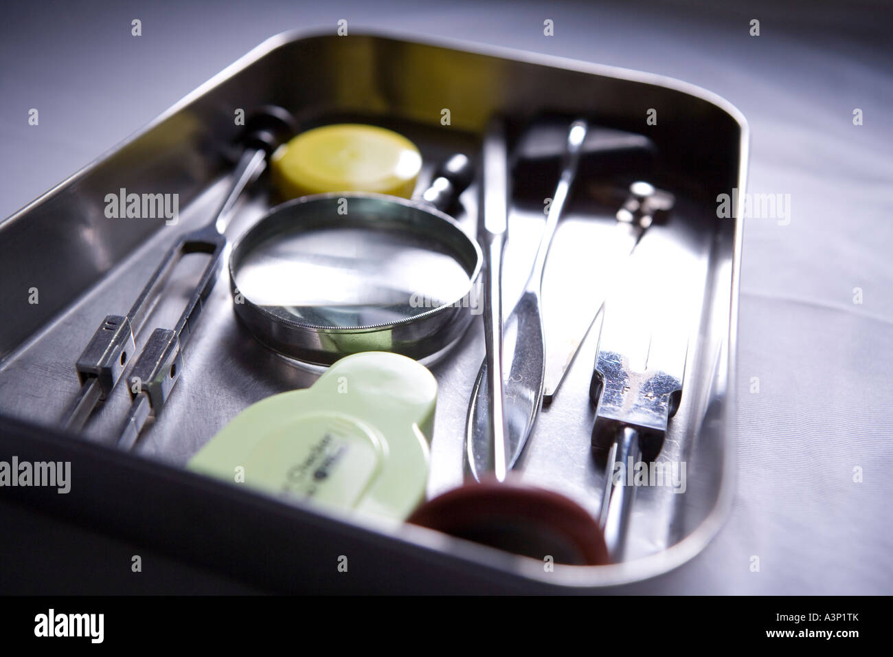 Tray of medical equipment Stock Photo