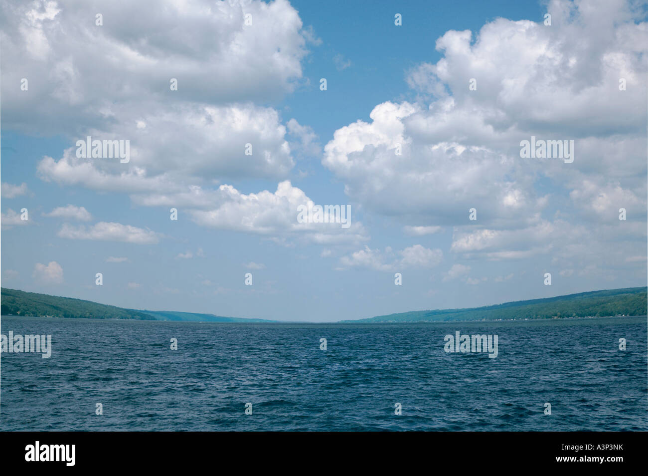 Seneca Lake in the Finger Lakes region of New York State taken from Watkins Glen at the southern end of the lake looking north Stock Photo