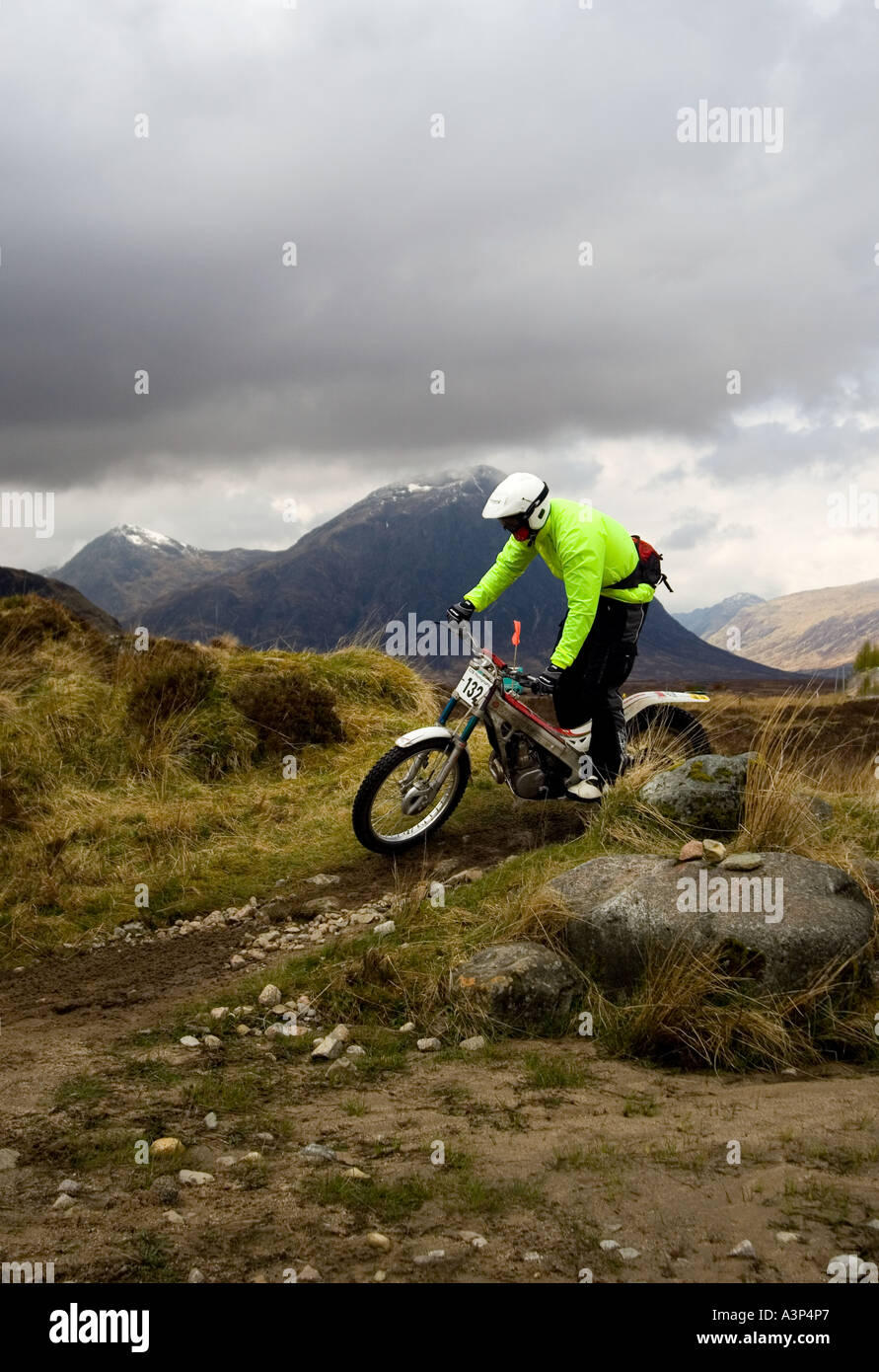 Motorcycle Trials Bike competing in Scottish Six Day Trial Stock Photo