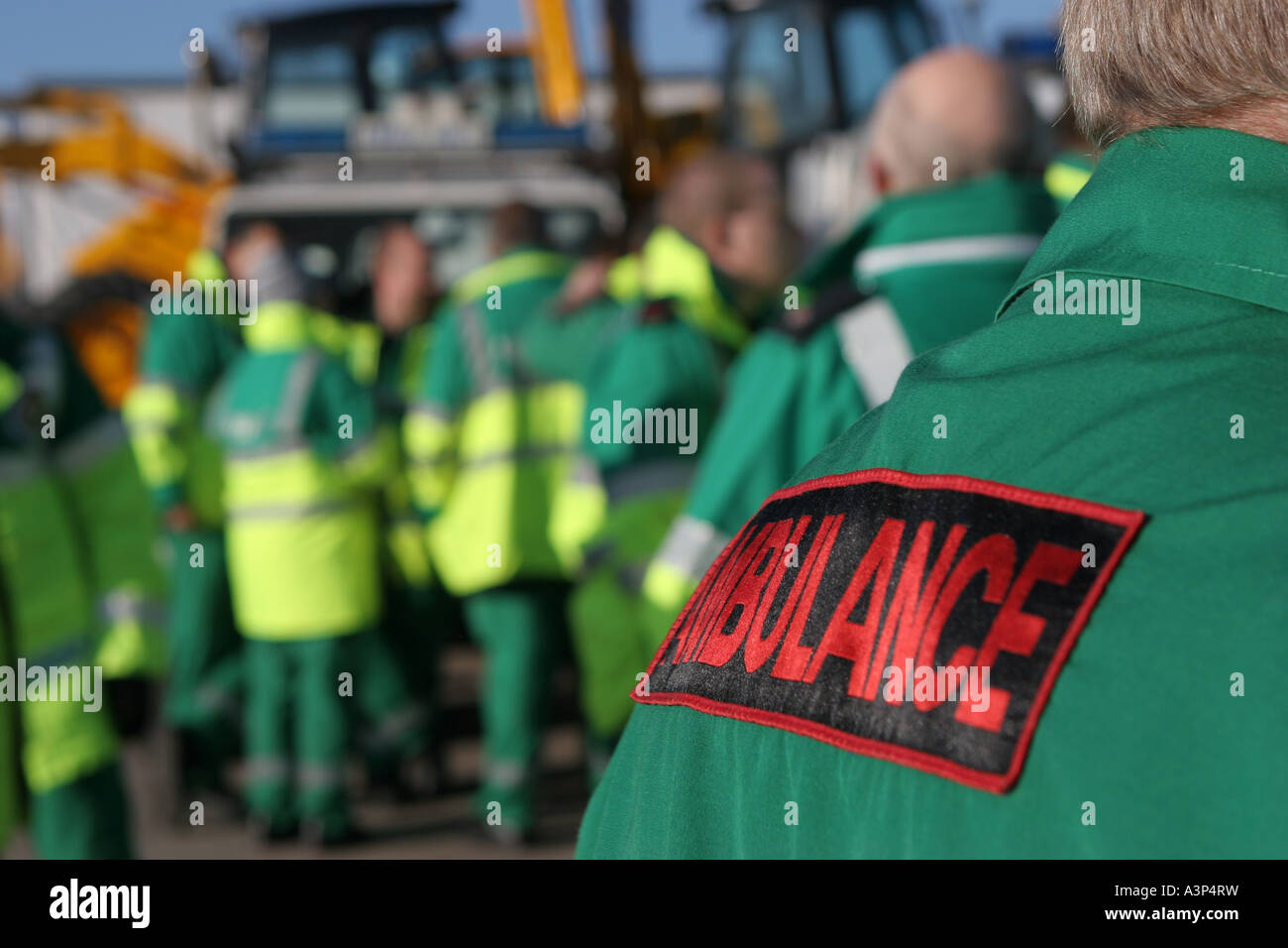 British ambulance paramedic staff Stock Photo
